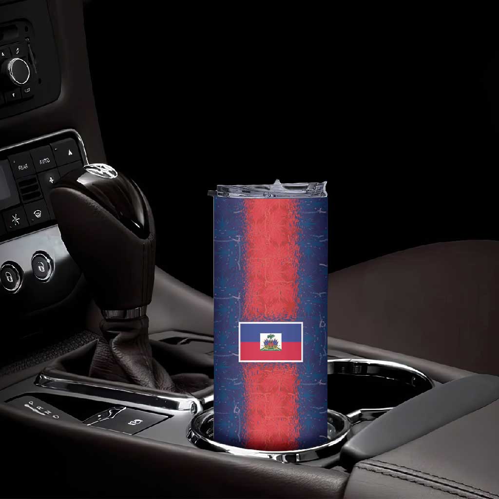 Custom Haiti National Football Skinny Tumbler Haiti Emblems Motif - African Pride