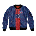 Custom Haiti National Football Sleeve Zip Bomber Jacket Haiti Emblems Motif - African Pride