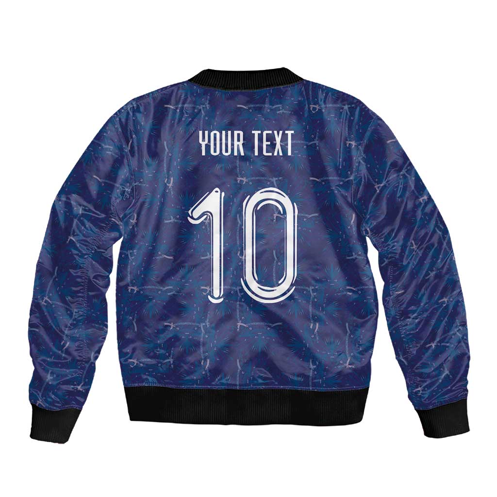 Custom Haiti National Football Sleeve Zip Bomber Jacket Haiti Emblems Motif - African Pride
