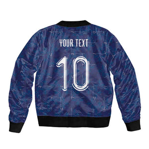 Custom Haiti National Football Sleeve Zip Bomber Jacket Haiti Emblems Motif - African Pride