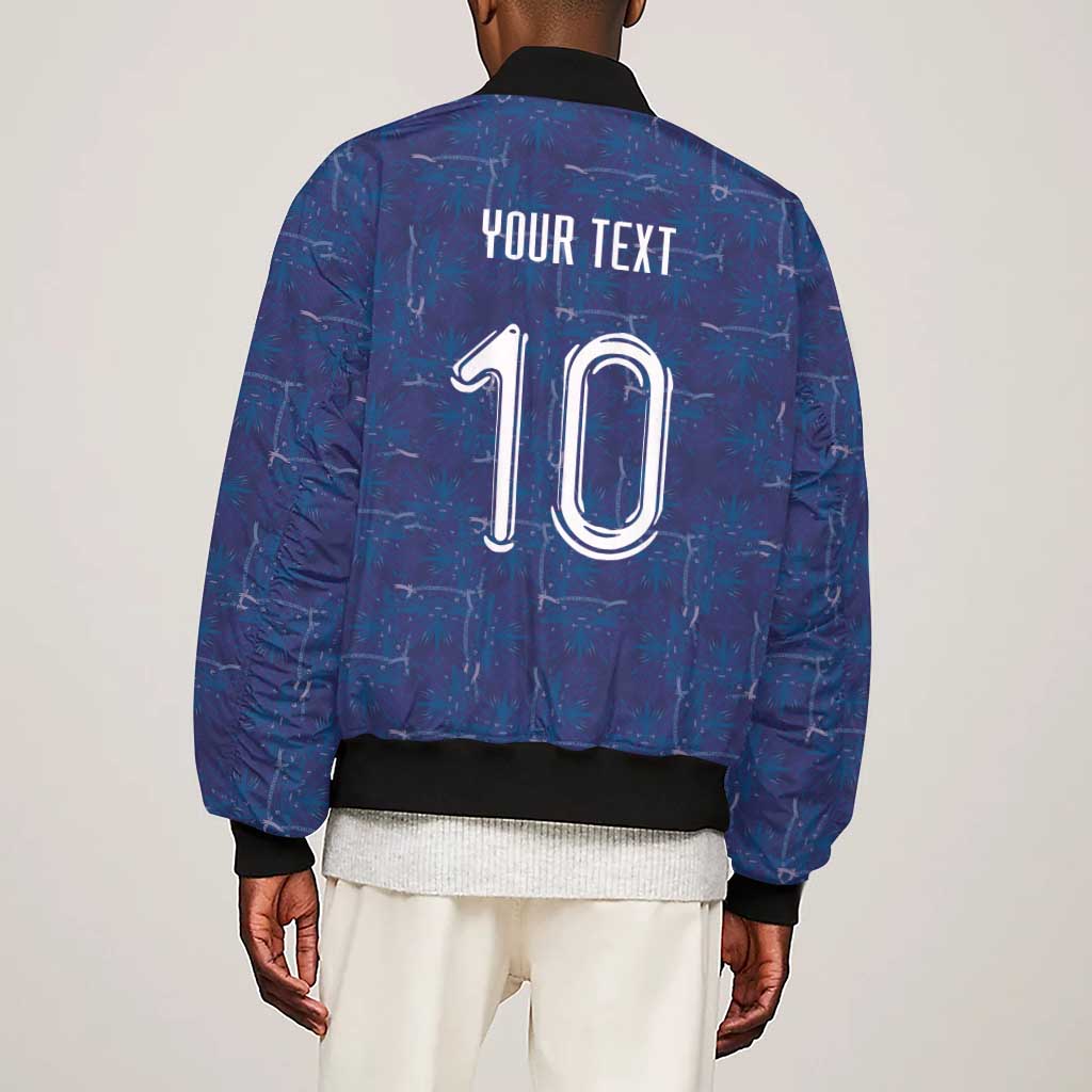 Custom Haiti National Football Sleeve Zip Bomber Jacket Haiti Emblems Motif - African Pride