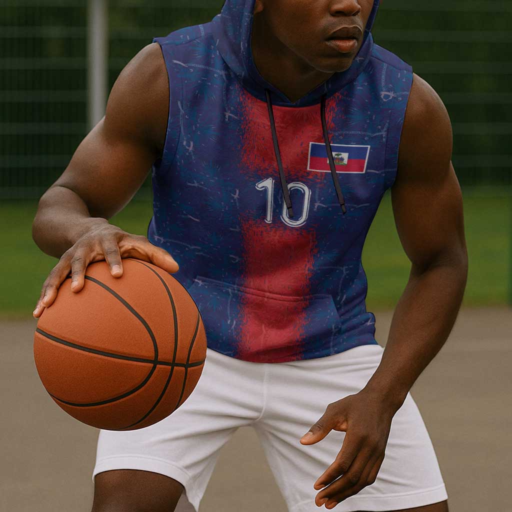 Custom Haiti National Football Sleeveless Hoodie Haiti Emblems Motif - African Pride