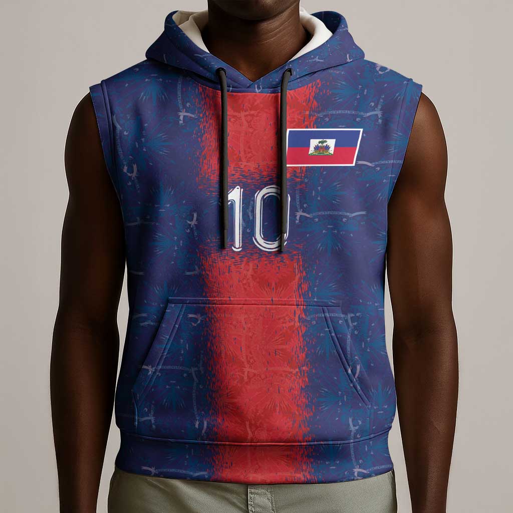 Custom Haiti National Football Sleeveless Hoodie Haiti Emblems Motif - African Pride