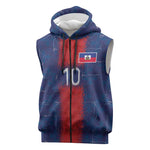 Custom Haiti National Football Sleeveless Zip Hoodie Haiti Emblems Motif - African Pride