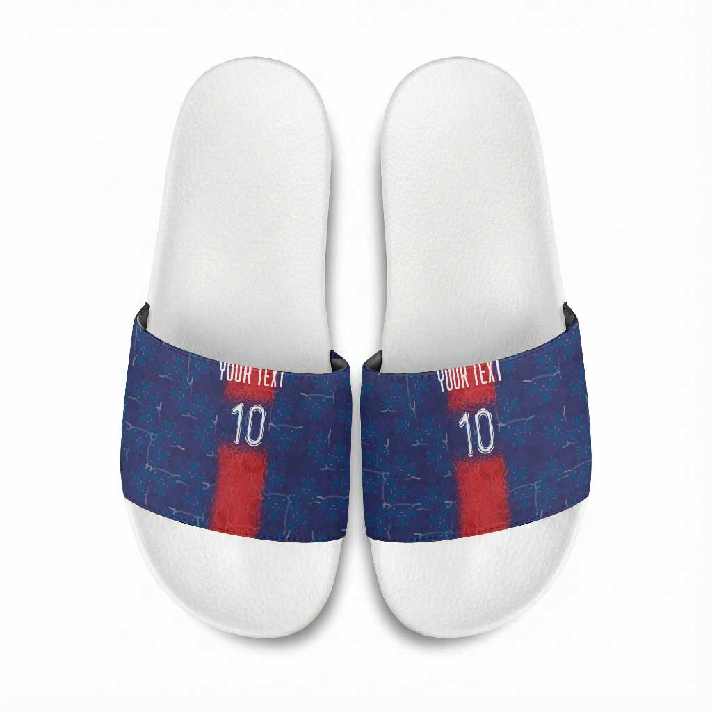 Custom Haiti National Football Slide Sandals Haiti Emblems Motif - African Pride