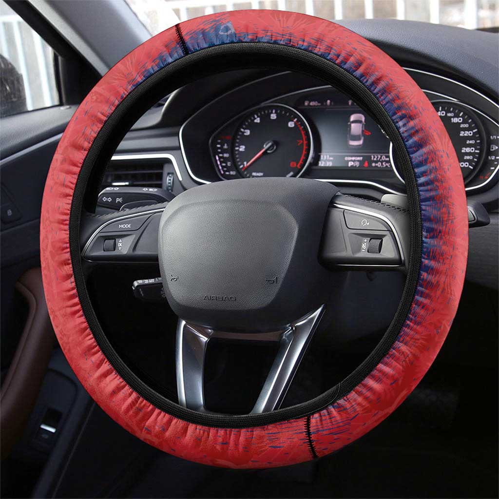 Haiti National Football Steering Wheel Cover Haiti Emblems Motif - African Pride