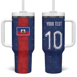 Custom Haiti National Football Tumbler With Handle Haiti Emblems Motif - African Pride
