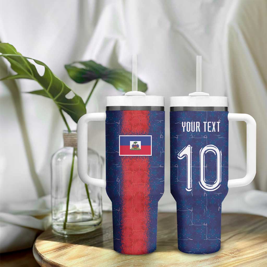Custom Haiti National Football Tumbler With Handle Haiti Emblems Motif - African Pride