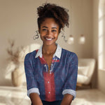 Custom Haiti National Football Women Casual Shirt Haiti Emblems Motif - African Pride