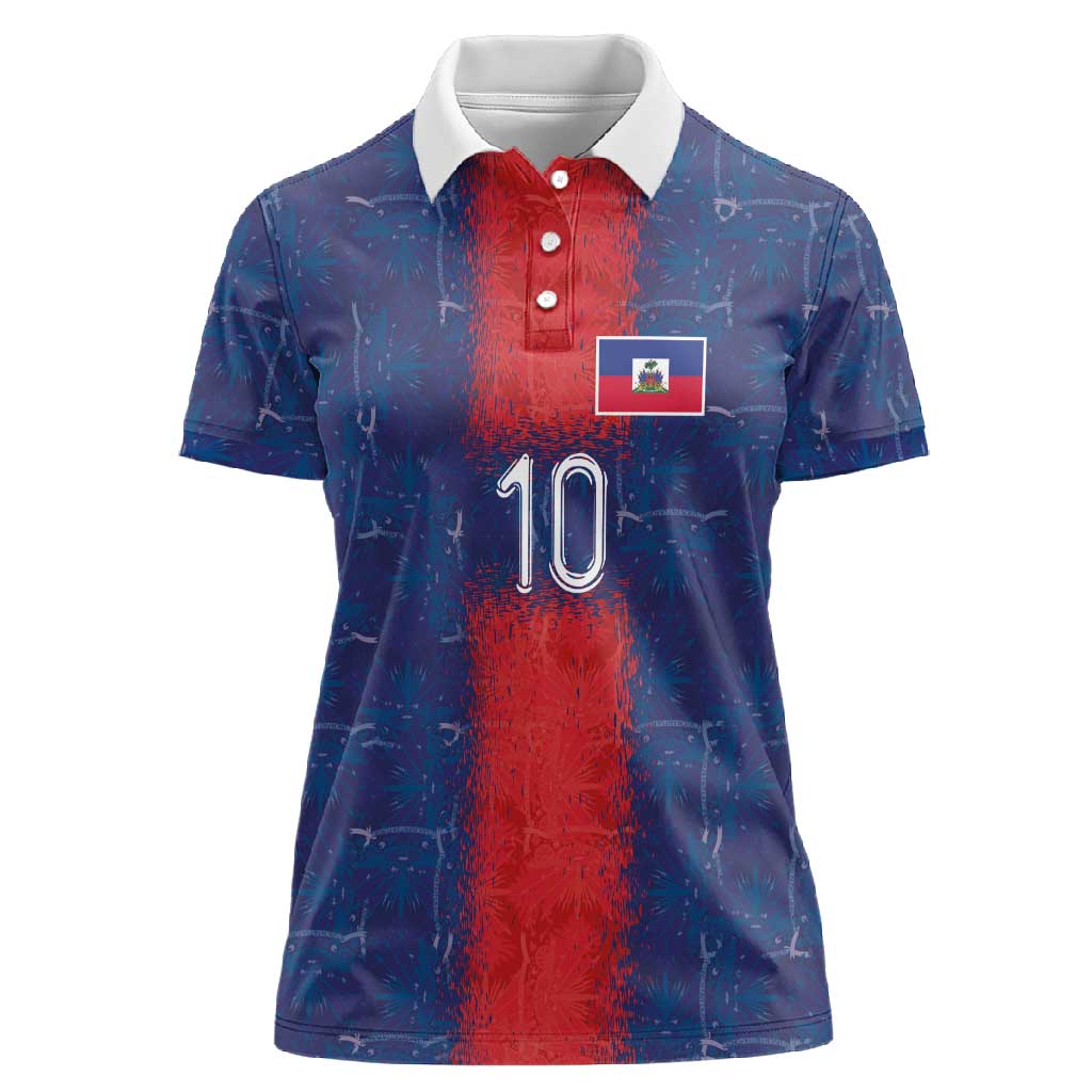 Custom Haiti National Football Women Polo Shirt Haiti Emblems Motif - African Pride