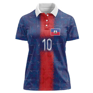 Custom Haiti National Football Women Polo Shirt Haiti Emblems Motif - African Pride