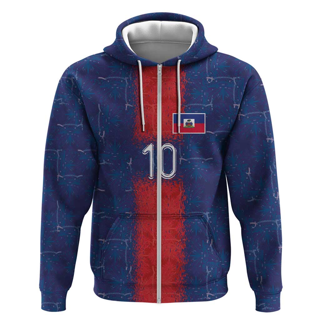 Custom Haiti National Football Zip Hoodie Haiti Emblems Motif - African Pride