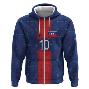 Custom Haiti National Football Zip Hoodie Haiti Emblems Motif - African Pride