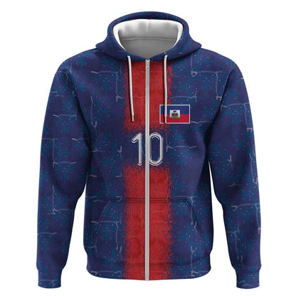 Custom Haiti National Football Zip Hoodie Haiti Emblems Motif - African Pride