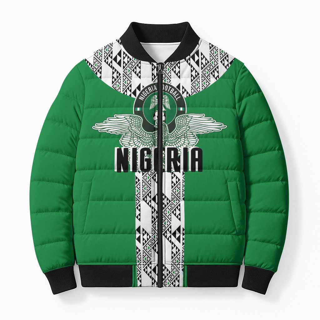 Custom Nigeria National Football Bomber Puffer Jacket Inspired Retro Style - African Pride
