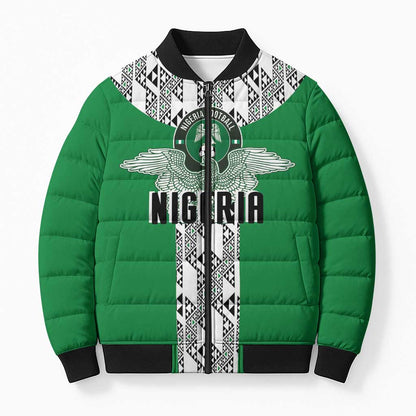 Custom Nigeria National Football Bomber Puffer Jacket Inspired Retro Style - African Pride