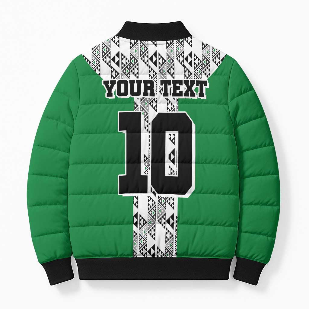 Custom Nigeria National Football Bomber Puffer Jacket Inspired Retro Style - African Pride