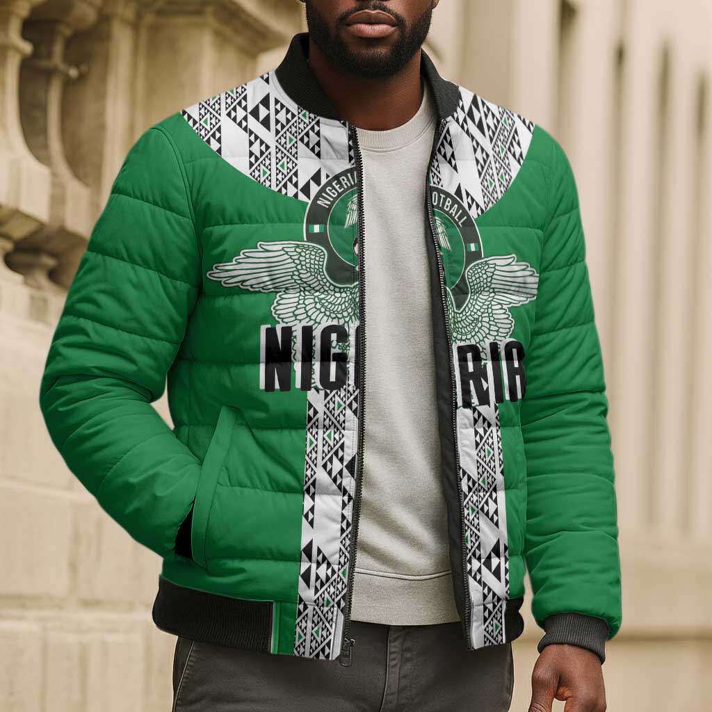 Custom Nigeria National Football Bomber Puffer Jacket Inspired Retro Style - African Pride