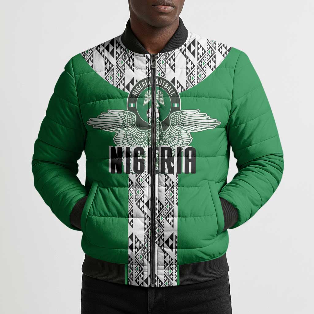 Custom Nigeria National Football Bomber Puffer Jacket Inspired Retro Style - African Pride