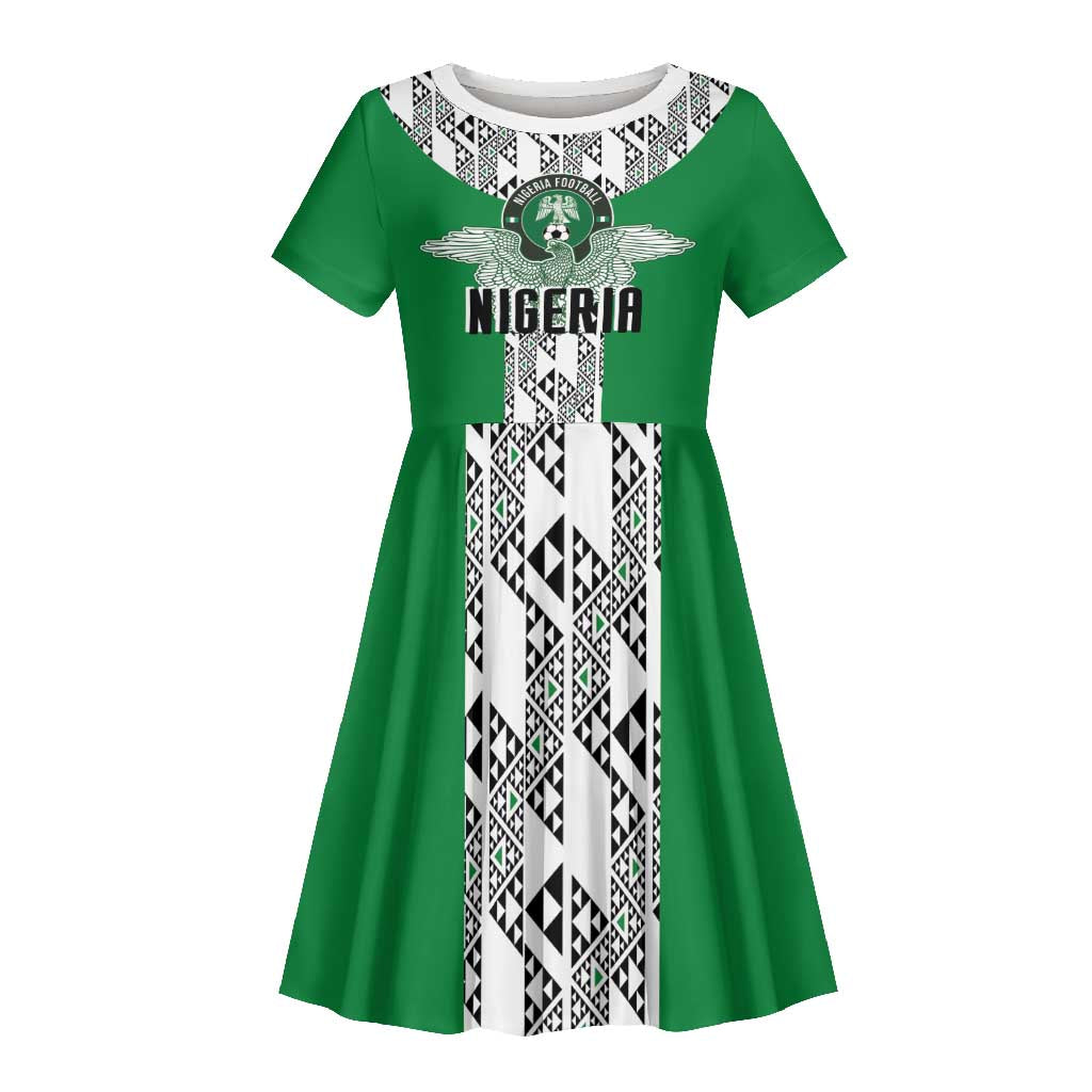 Custom Nigeria National Football Kid Short Sleeve Dress Inspired Retro Style - African Pride