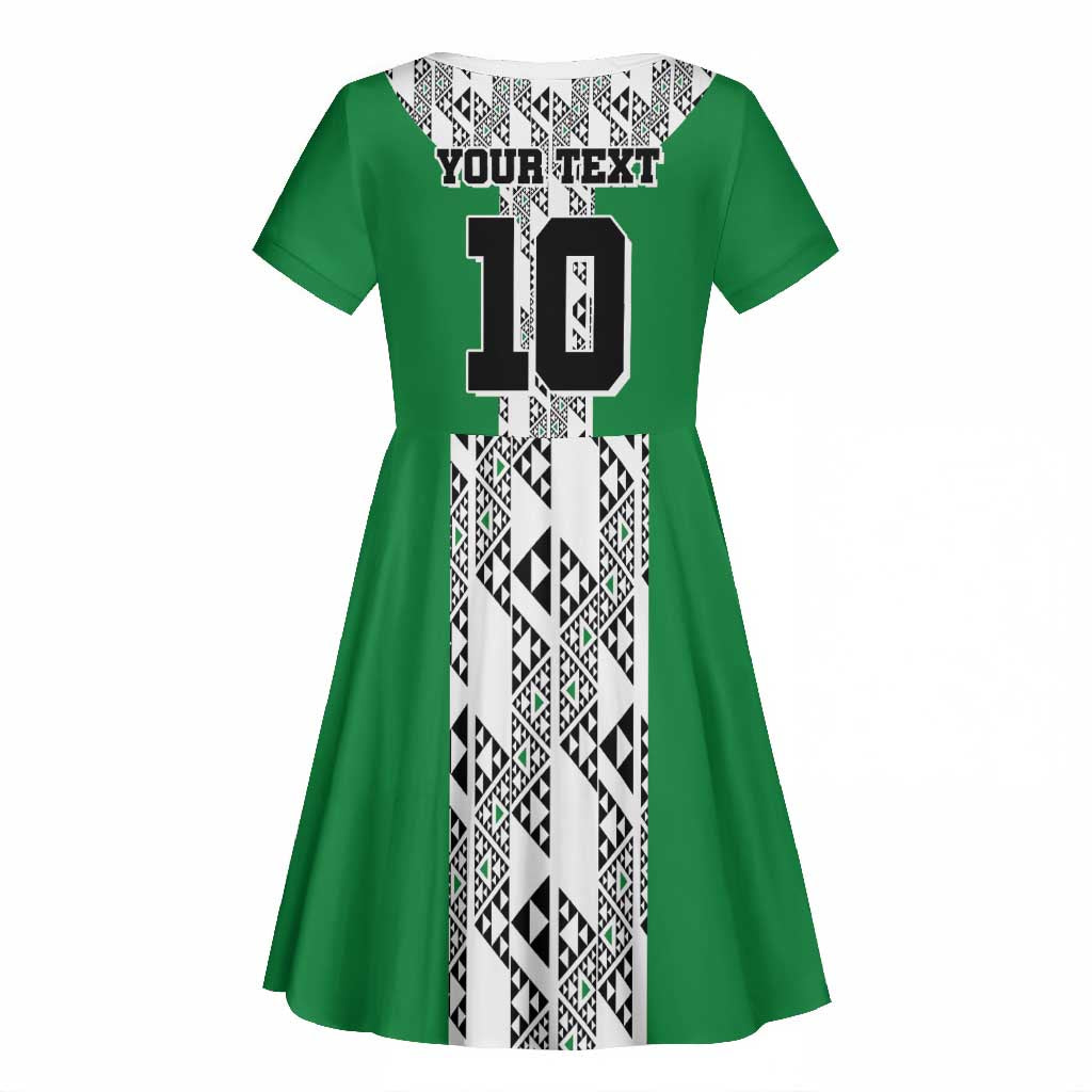 Custom Nigeria National Football Kid Short Sleeve Dress Inspired Retro Style - African Pride