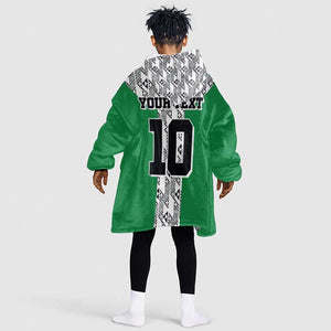 Custom Nigeria National Football Kid Wearable Blanket Hoodie Inspired Retro Style - African Pride