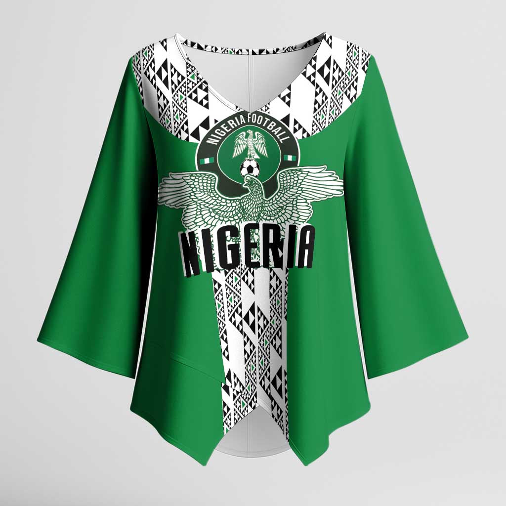Custom Nigeria National Football Kimono Sleeve Blouse Inspired Retro Style - African Pride