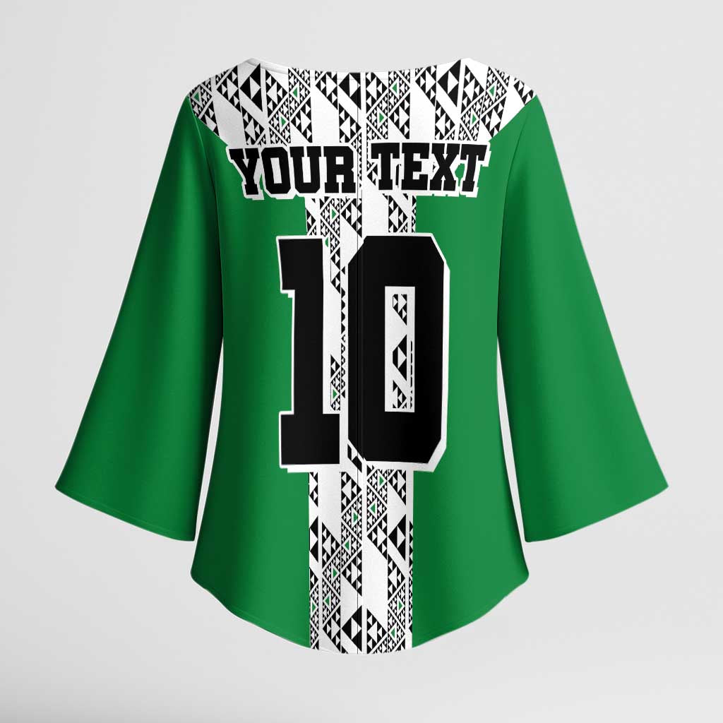 Custom Nigeria National Football Kimono Sleeve Blouse Inspired Retro Style - African Pride