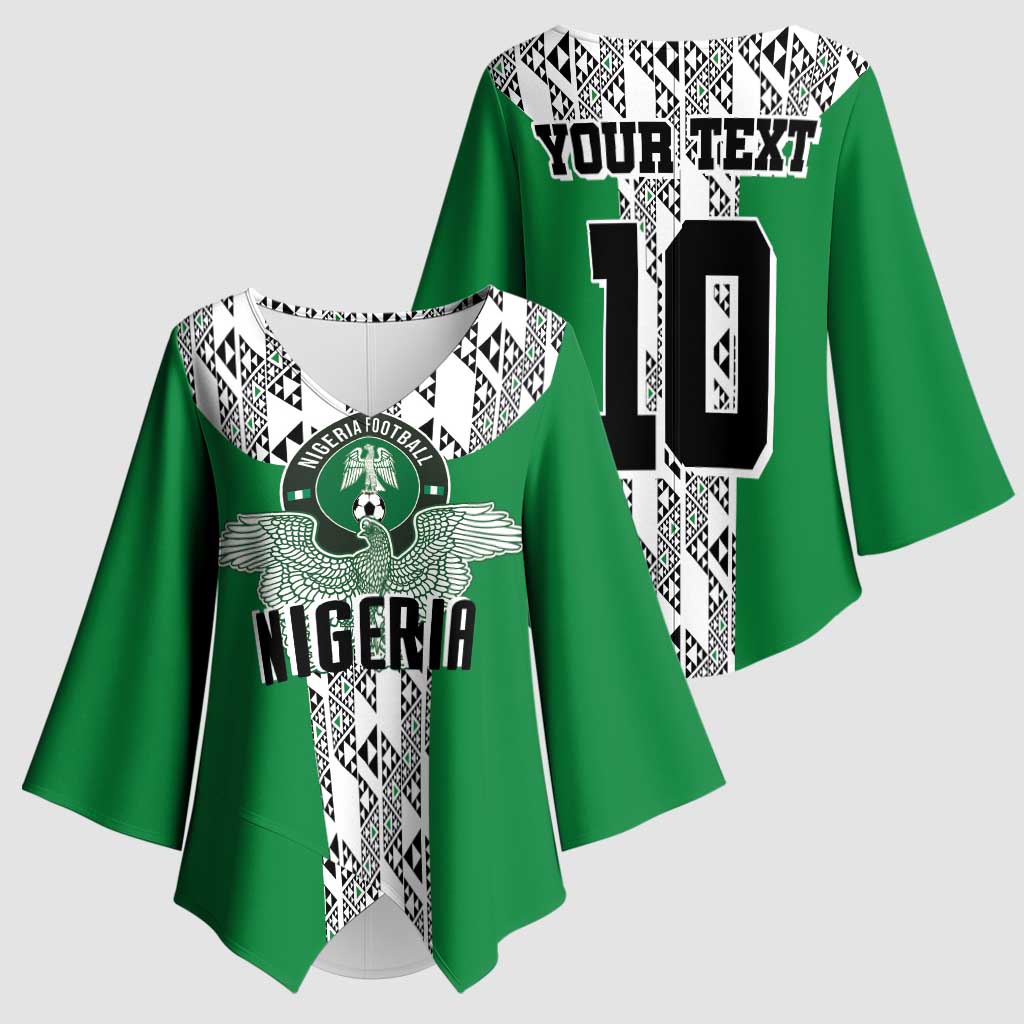 Custom Nigeria National Football Kimono Sleeve Blouse Inspired Retro Style - African Pride