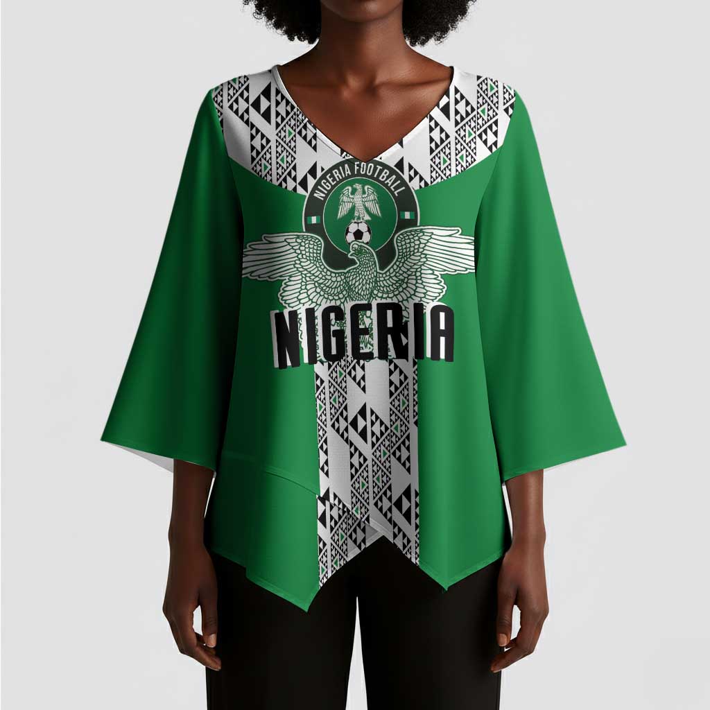 Custom Nigeria National Football Kimono Sleeve Blouse Inspired Retro Style - African Pride
