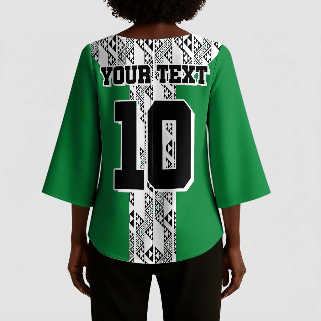Custom Nigeria National Football Kimono Sleeve Blouse Inspired Retro Style - African Pride