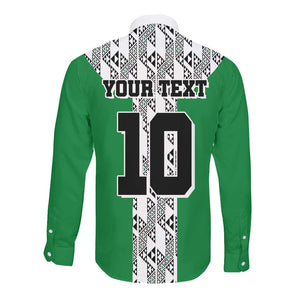 Custom Nigeria National Football Long Sleeve Button Shirt Inspired Retro Style - African Pride