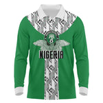 Custom Nigeria National Football Long Sleeve Polo Shirt Inspired Retro Style - African Pride