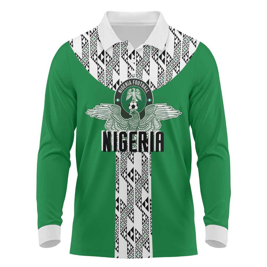 Custom Nigeria National Football Long Sleeve Polo Shirt Inspired Retro Style - African Pride