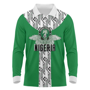 Custom Nigeria National Football Long Sleeve Polo Shirt Inspired Retro Style - African Pride