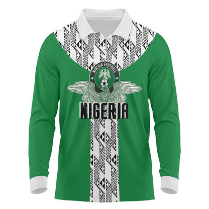 Custom Nigeria National Football Long Sleeve Polo Shirt Inspired Retro Style - African Pride