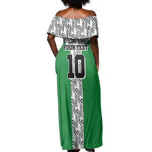 Custom Nigeria National Football Off Shoulder Maxi Dress Inspired Retro Style - African Pride