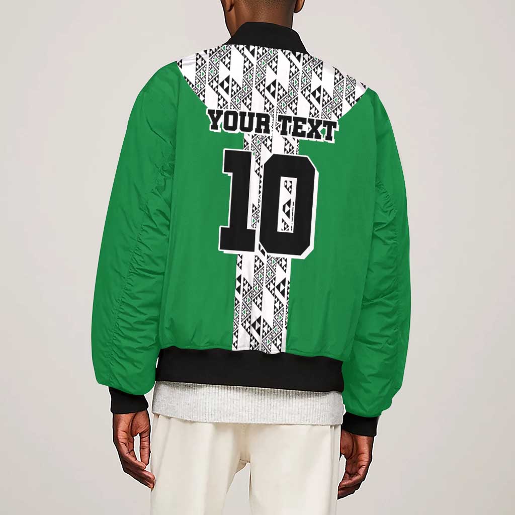 Custom Nigeria National Football Sleeve Zip Bomber Jacket Inspired Retro Style - African Pride