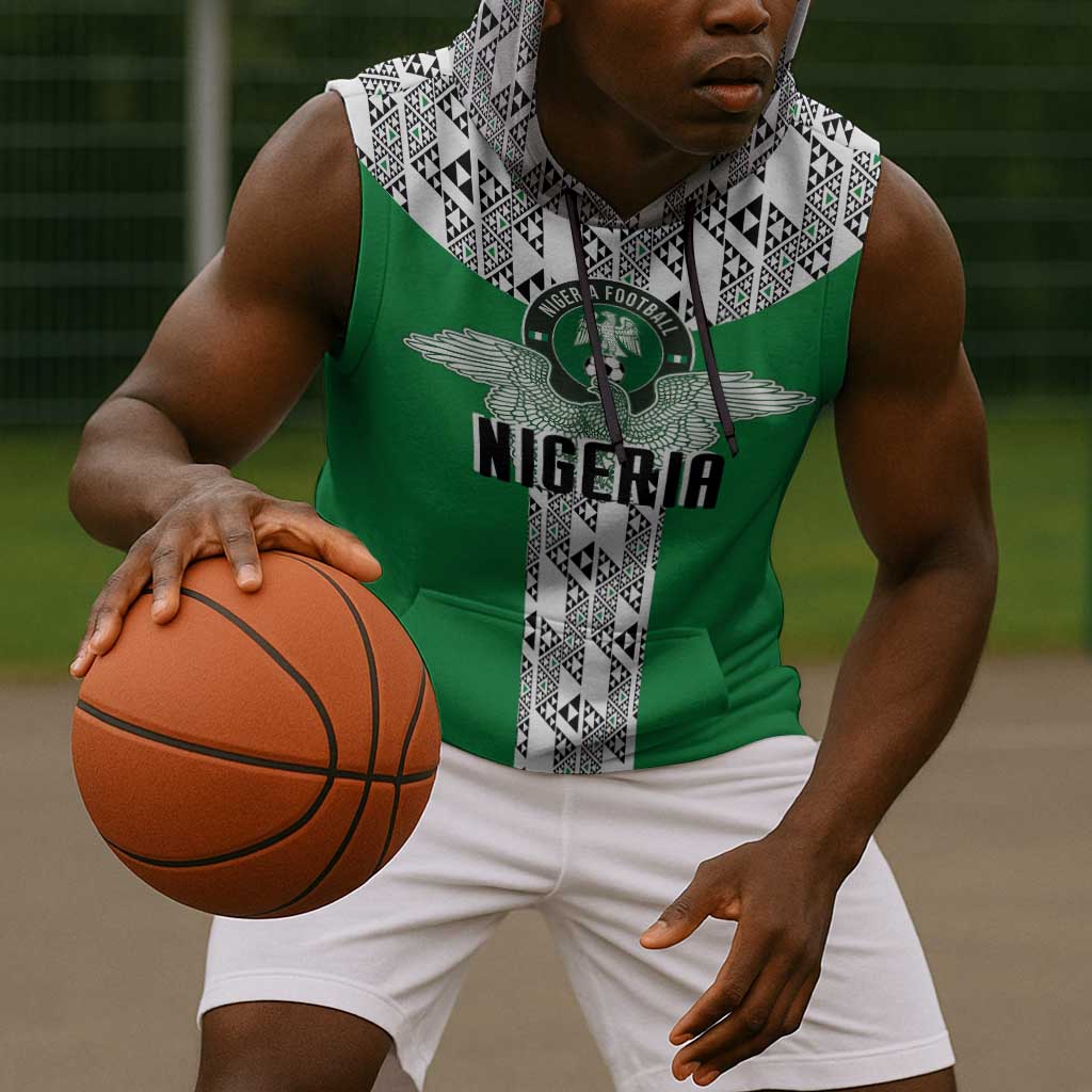Custom Nigeria National Football Sleeveless Hoodie Inspired Retro Style - African Pride