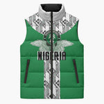 Custom Nigeria National Football Sleeveless Puffer Jacket Inspired Retro Style - African Pride
