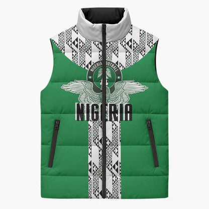 Custom Nigeria National Football Sleeveless Puffer Jacket Inspired Retro Style - African Pride