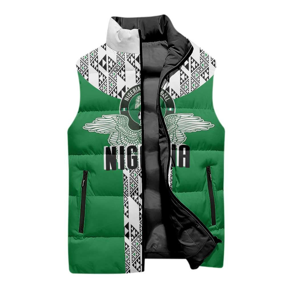 Custom Nigeria National Football Sleeveless Puffer Jacket Inspired Retro Style - African Pride