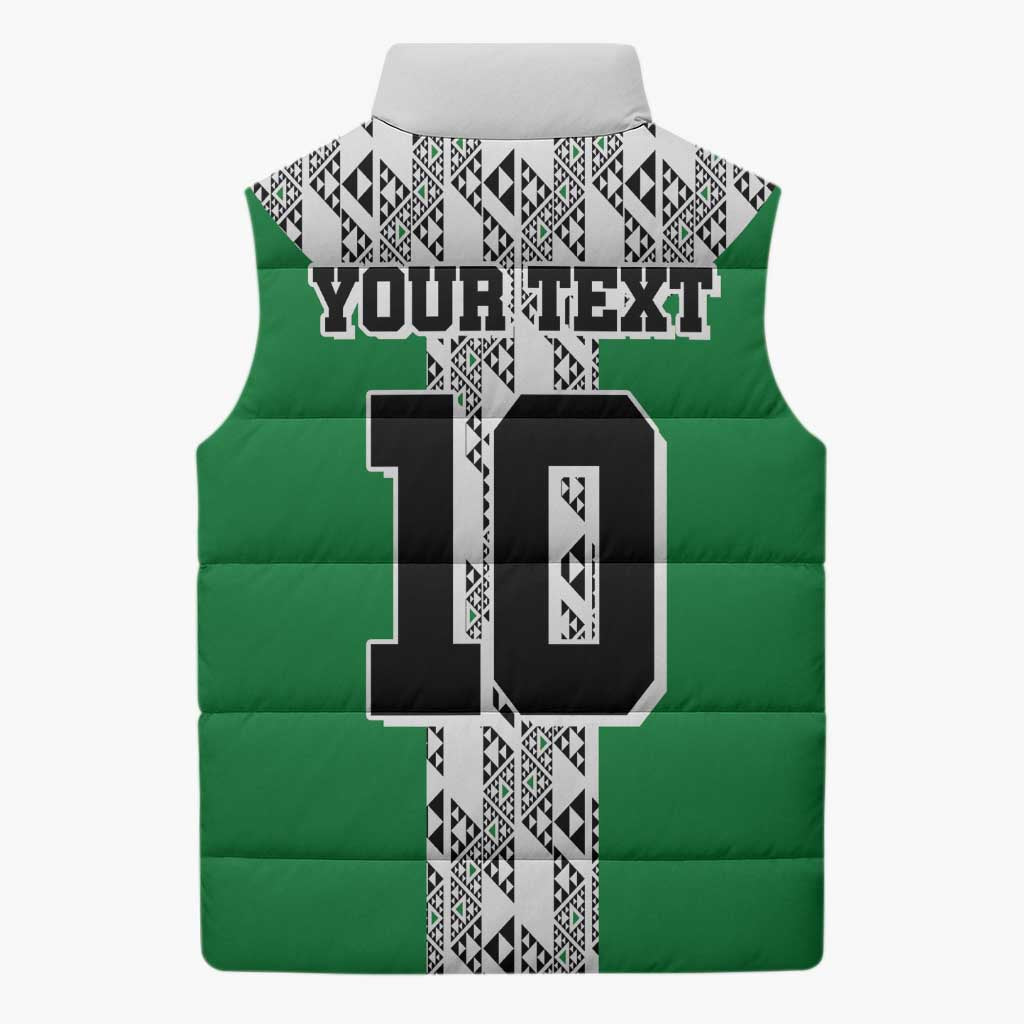 Custom Nigeria National Football Sleeveless Puffer Jacket Inspired Retro Style - African Pride
