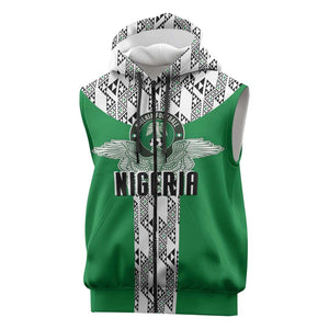Custom Nigeria National Football Sleeveless Zip Hoodie Inspired Retro Style - African Pride