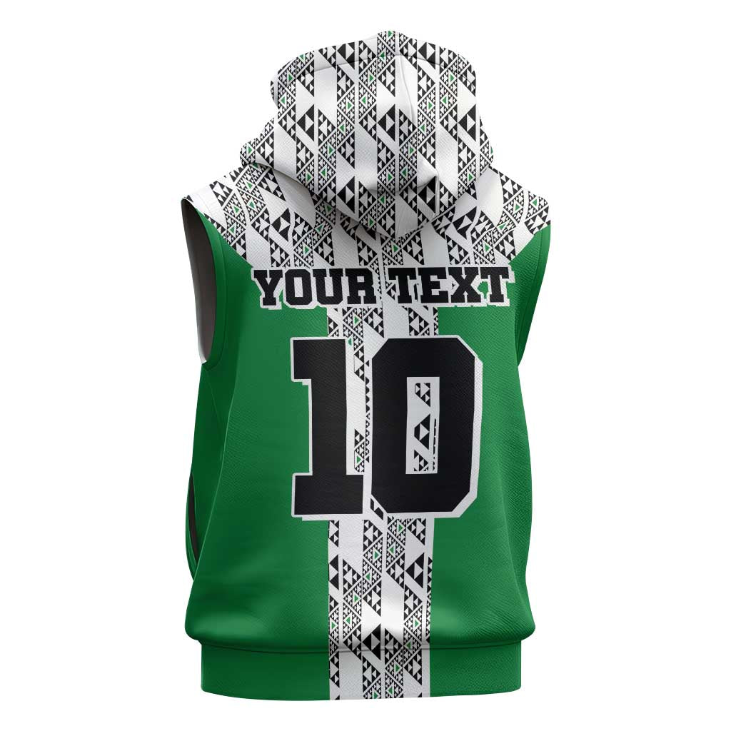Custom Nigeria National Football Sleeveless Zip Hoodie Inspired Retro Style - African Pride