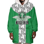 Custom Nigeria National Football Wearable Blanket Hoodie Inspired Retro Style - African Pride