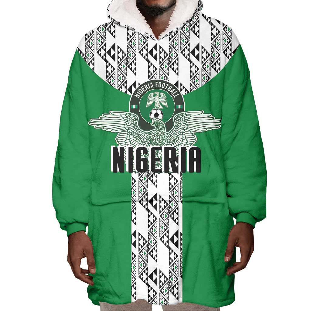 Custom Nigeria National Football Wearable Blanket Hoodie Inspired Retro Style - African Pride