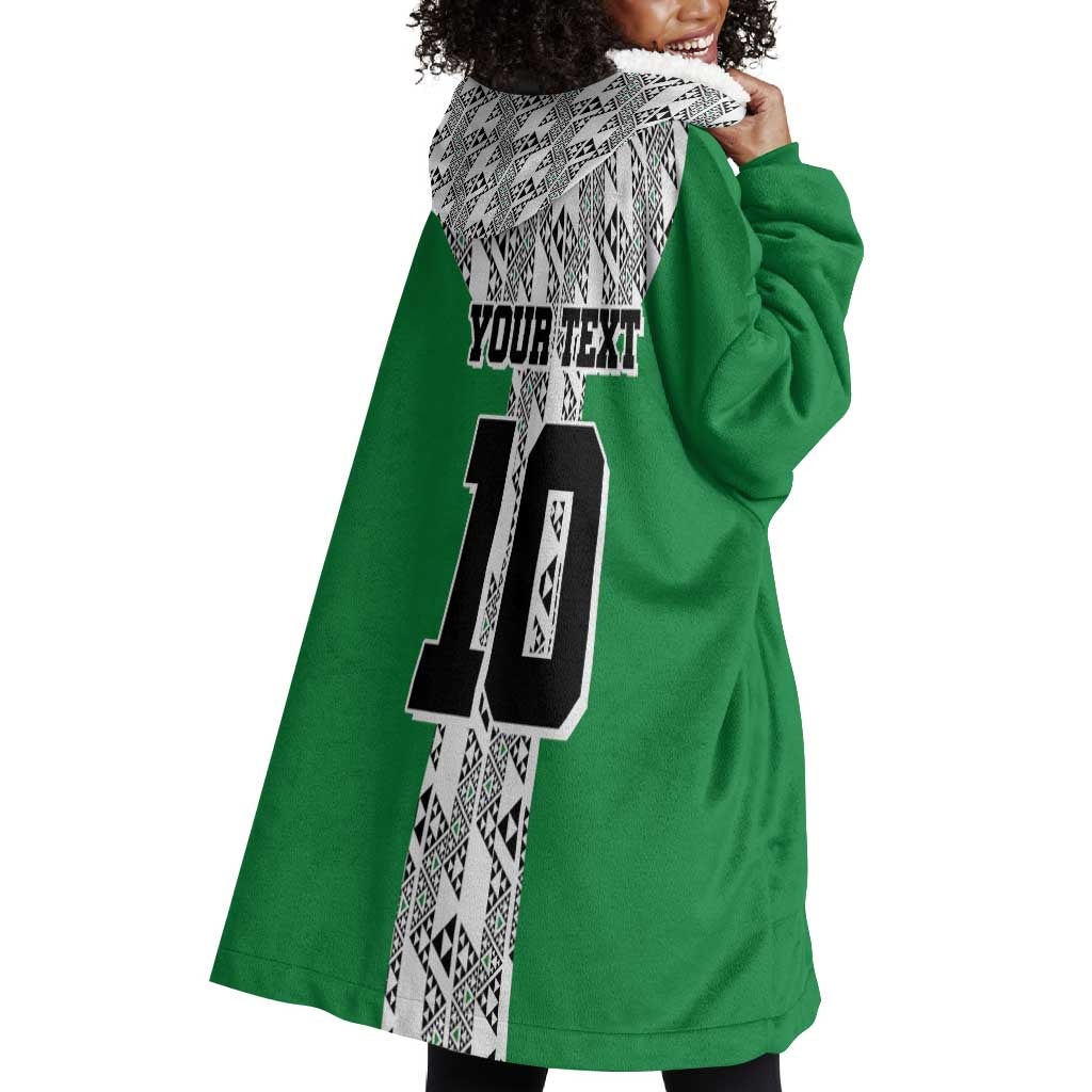 Custom Nigeria National Football Wearable Blanket Hoodie Inspired Retro Style - African Pride