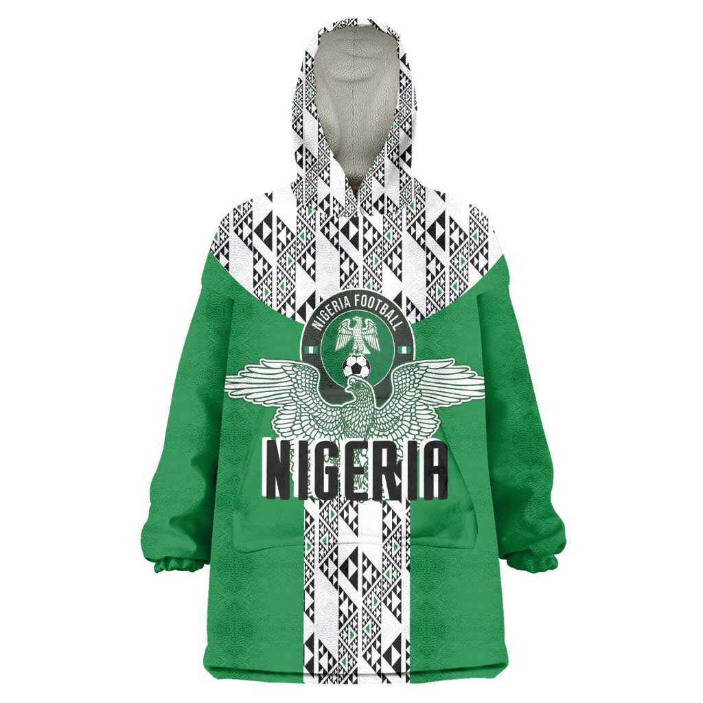 Custom Nigeria National Football Wearable Blanket Hoodie Inspired Retro Style - African Pride