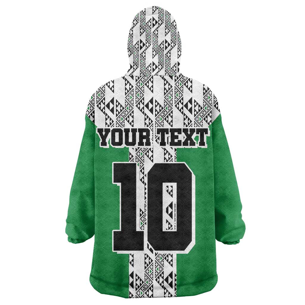 Custom Nigeria National Football Wearable Blanket Hoodie Inspired Retro Style - African Pride
